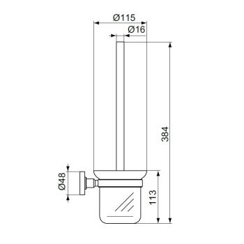Tualetes birste Ideal Standard IOM, ar turētāju, matēts melns stikls, A7927XG