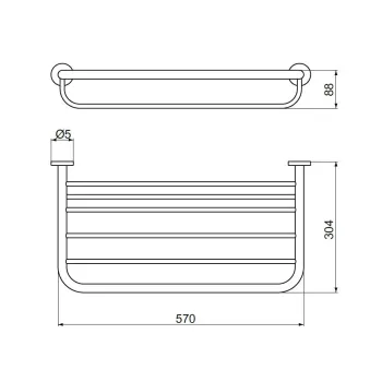 Plaukts vannas istabai Ideal Standard IOM, ar dvieļu turētāju, matēts melns, A9106XG