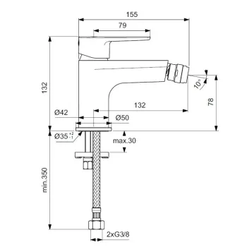 Bidē maisītājs Ideal Standard Cerafine O, rozā, 132 mm, BD716RO
