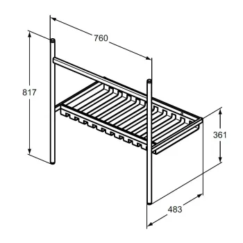 Vannas istabas izlietnes konsole Ideal Standard Conca, metāla, zīdaini melna, 817 x 760 x 483 mm, E2533XG