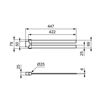 Dvieļu turētājs Ideal Standard Conca, 45 cm, sudraba krāsa, T5395GN