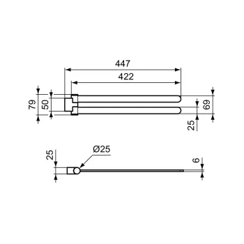 Dvieļu turētājs Ideal Standard Conca, 45 cm, sudraba krāsa, T5396GN