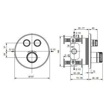 Dušas maisītājs Ideal Standard CeraTherm Navigo, ar termostatu, matēta melna, A7296XG