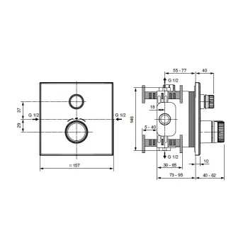 Dušas maisītājs Ideal Standard CeraTherm Navigo, ar termostatu, matēta melna, A7301XG