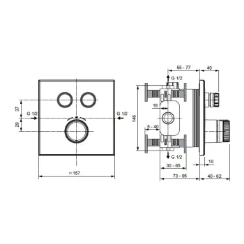 Dušas maisītājs Ideal Standard CeraTherm Navigo, ar termostatu, matēta melna, A7302XG