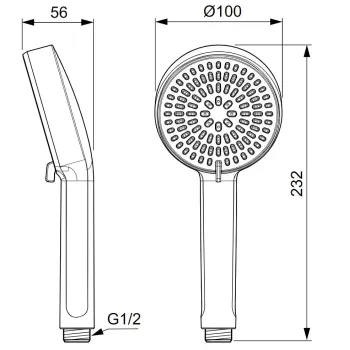 Dušas galva Ideal Standard ALU+, 2 režīmi, hroms, BD580AA