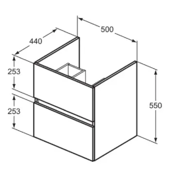 Vannas istabas skapītis Ideal Standard Eurovit+, 55x50x44 cm, 2 atvilktnes, ozols, R0256Y8
