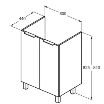 Vannas istabas skapītis Ideal Standard Eurovit+, (bez izlietnes) 84x60x44 cm, 2 durvis, kreisā/ labā piekare, ozols, R0258Y8