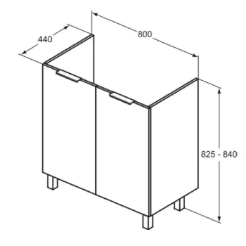 Vannas istabas skapītis Ideal Standard Eurovit+, (bez izlietnes) 84x80x44 cm, 2 durvis, kreisā/ labā montāža, ozols, R0262Y8