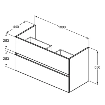 Vannas istabas skapītisIdeal Standard Eurovit+, 55x100x44 cm, 2 atvilktnes, ozols, R0265Y8