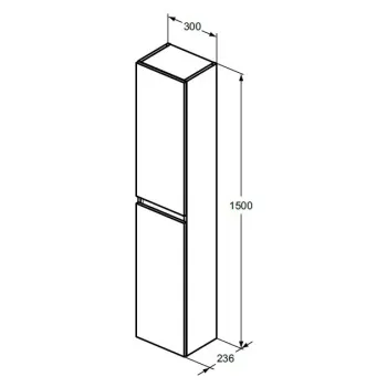 Augstais skapītis Ideal Standard Eurovit+, 150x30x24 cm, 2 durvis, matēta pelēka, R0268TI