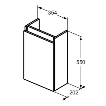 Vannas istabas skapītis Ideal Standard Eurovit+, (bez izlietnes) 55x35x20 cm, 1 durvis, kreisā/ labā puse, spīdīga pelēka, R0271TI