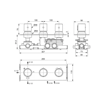 Dušas maisītājs Ideal Standard Ceratherm C100, ar termostatu, Magnetic Grey, A7664A5