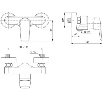 Dušas maisītājs Ideal Standard Tesi, hroms, A6581AA