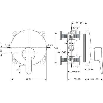 Dušas maisītājs Ideal Standard Connect Blue, iebūvējamais, hroms, A5801AA