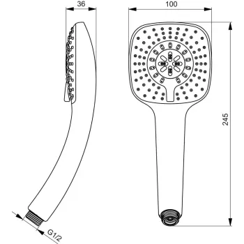 Dušas galva Ideal Standard Idealrain Cube, 3 režīmi, hroms, B0003AA