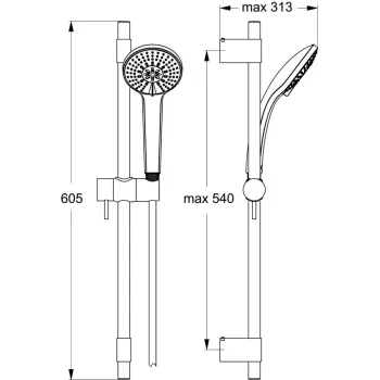 Dušas komplekts Ideal Standard Idealrain Pro, 3 režīmi, hroms, B9834AA