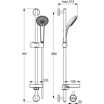 Dušas komplekts Ideal Standard Idealrain, 3 režīmi, hroms, B9417AA