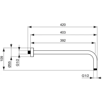 Dušas galvas turētājs Ideal Standard ALU+, 40 cm, hroms, B9445AA