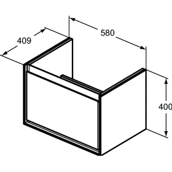 Vannas istabas skapītis Ideal Standard Connect Air, 65 cm, (bez izlietnes) ar 1 atvilktni, SoftClose, spīdīga balta/matēta balta, E0847B2