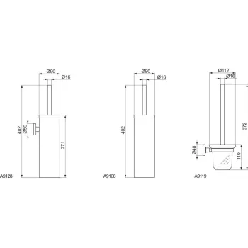 Tualetes birste Ideal Standard IOM, brīvi stāvoša, nerūsējošais tērauds, A9108MY