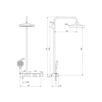 Dušas komplekts Ideal Standard Ceratherm Solos, ar termostatu, 33 cm, matēta melna, A7883XG