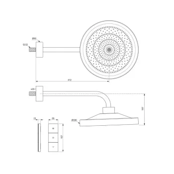Dušas galva Ideal Standard Idealrain Solos, ar LED apgaismojumu, 33 cm, matēts zelts, A7890A2