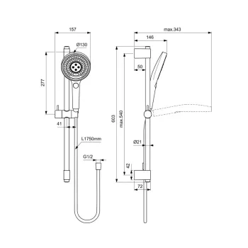 Dušas komplekts Ideal Standard Idealrain Solos, 3 režīmi, matēts zelts, A7897A2