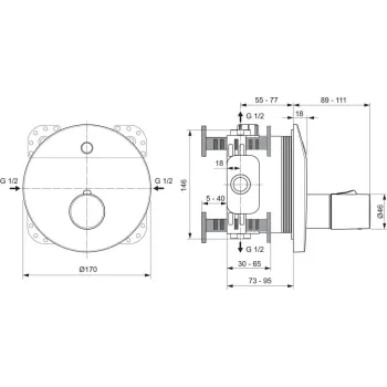Dušas maisītājs Ideal Standard CeraPlus, ar temperatūras regulāciju, hroms, A6155AA