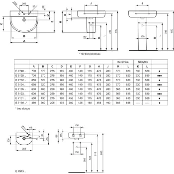 Vannas istabas izlietne Ideal Standard Connect, uz virsmas 35x26x15.5 cm, ar atveri, balta, E791301