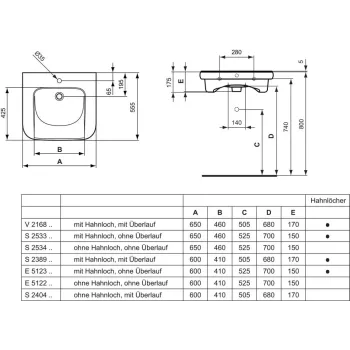 Izlietne skapītim Ideal Standard Contour 21, bezbariēra, 60x18x56 cm, balta, S238901