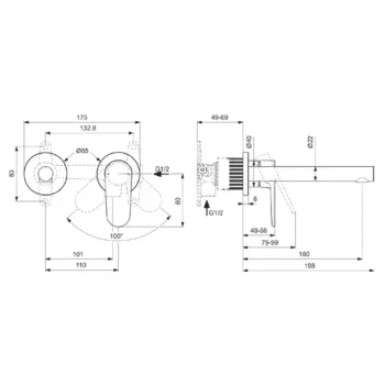 Vannas istabas izlietnes maisītājs Ideal Standard Ceralife O, 2 atveru montāžai, hroms, BE019AA