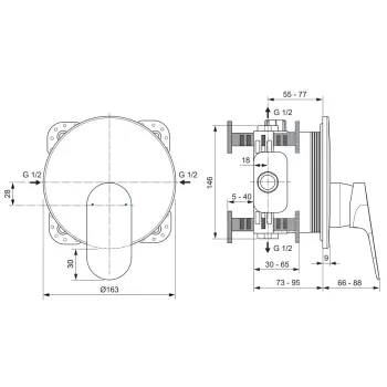 Dušas maisītājs Ideal Standard Ceralife O, iebūvējamais, hroms, BE024AA