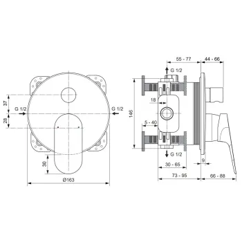 Vannas maisītājs Ideal Standard Ceralife O, iebūvējamais, hroms, BE025AA