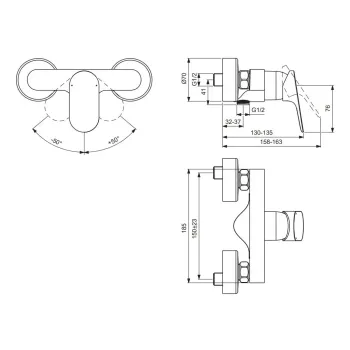 Dušas maisītājs Ideal Standard Ceralife O, matēts melns, BE028XG