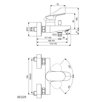 Vannas maisītājs Ideal Standard Ceralife O, hroms, BE029AA