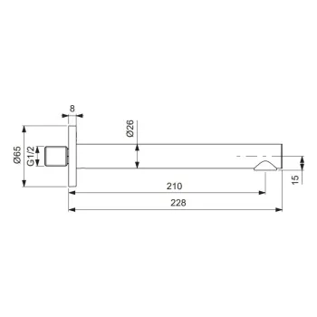 Vannas izteka Ideal Standard Ceralife O, matēta melna, 210 mm, BE030XG