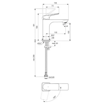 Vannas istabas izlietnes maisītājs Ideal Standard Ceralife C, BlueStart, hroms, BE044AA