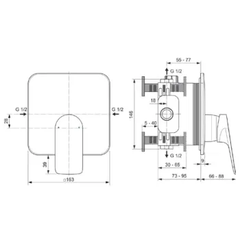 Dušas maisītājs Ideal Standard Ceralife C, iebūvējamais, hroms, BE062AA
