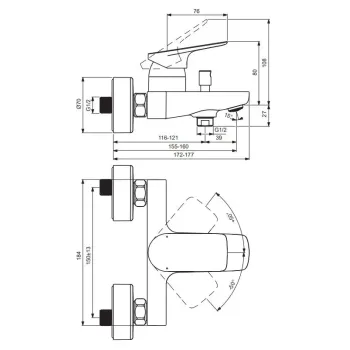 Vannas maisītājs Ideal Standard Ceralife C, hroms, BE067AA