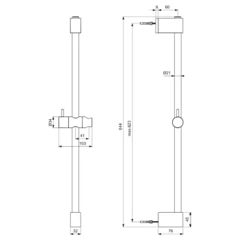 Dušas sistēma Ideal Standard Idealrain, 60 cm, hroms, BE400AA