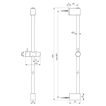 Dušas stienis Ideal Standard Idealrain, 90 cm, hroms, BE401AA