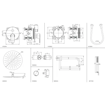 Dušas komplekts Ideal Standard CeraTherm, ar iebūvējamo daļu, diametrs 30 cm, hroms, A7574AA