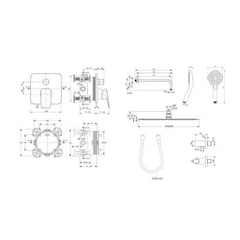 Dušas komplekts Ideal Standard CeraPlan, ar iebūvējamo daļu, 3 režīmi, hroms, BD195AA