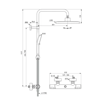 Dušas komplekts Ideal Standard Ceratherm T25N, ar termostatu, hroms, A8521AA