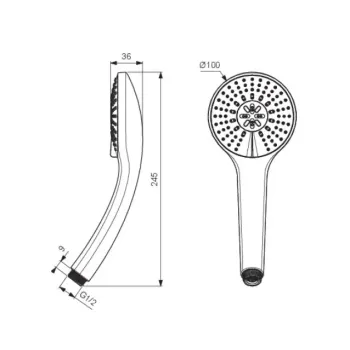 Dušas galva Ideal Standard Idealrain, 3 režīmi, hroms, BD903AA