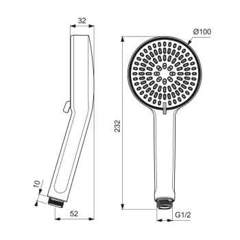 Dušas galva Ideal Standard Idealrain, 2 režīmi, hroms, BE217AA