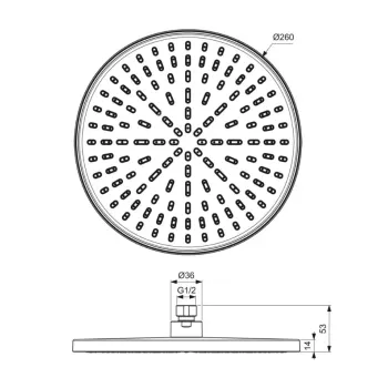 Dušas galva Ideal Standard Idealrain, 26 cm, hroms, BE219AA