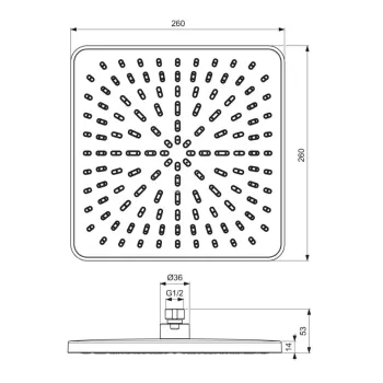 Dušas galva Ideal Standard Idealrain, 26x26 cm, hroms, BE222AA