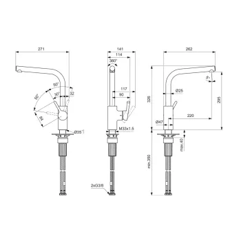 Virtuves maisītājs Ideal Standard Ceralife, hroms, 326 mm, BE239AA